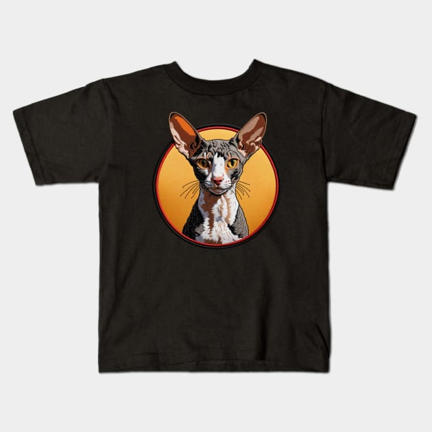 Cornish Rex Embroidered Patch Kids T-Shirt by Xie